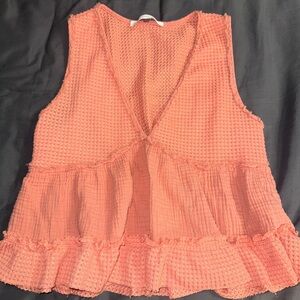 Altar'd State Peach Textured Sleeveless Blouse